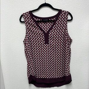 41 Hawthorn Large Burgundy Pink White Women's Geometrical Patterned Tank Top